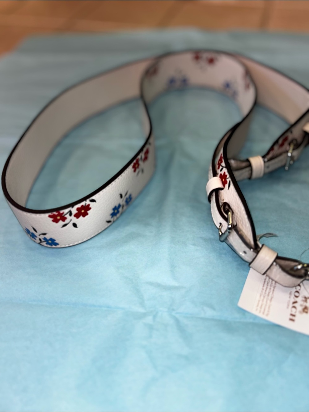 Coach Leather Purse Strap With Floral Print CU241 New - Picture 8 of 13